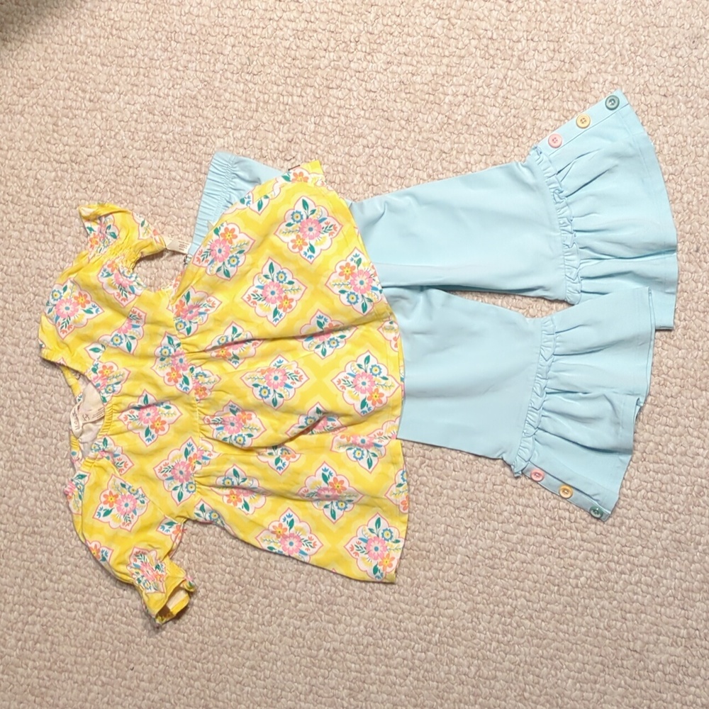 Matilda Jane Yellow and Blue Kids Matching Set